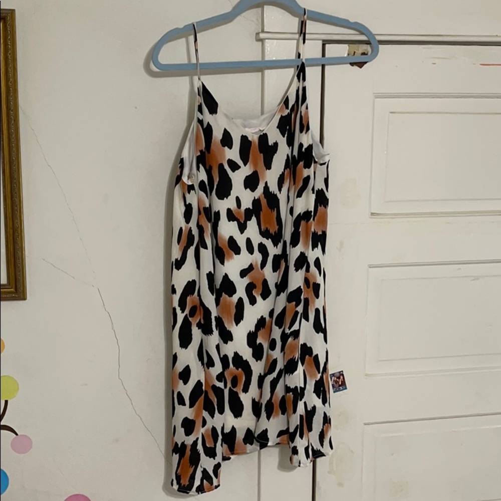 leopard print v-neck strappy mini dress w/ pockets